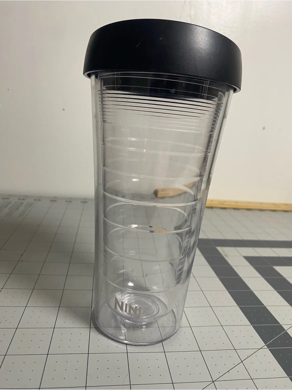 Clear Ninja  Travel Tumbler with Black Lid - Reusable Drink Cup